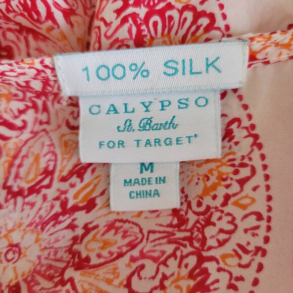 Calypso St. Barth Target Silk Blouse Crochet Pink Medallion Women Medium - Picture 11 of 13